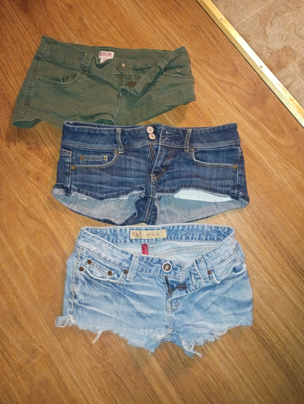 BKE Women Shorts - Olive Green, Dark Blue Denim, Light Blue Denim